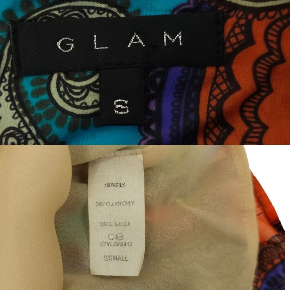 Vintage Glam Paisley Silk Mini Skirt Women S Orange Turquoise Purple Made In USA - Picture 8 of 10